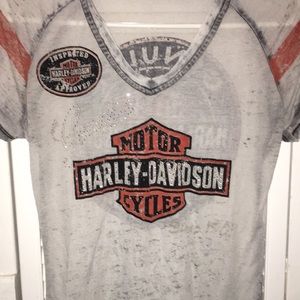 Harley Davidson sheer sequinned t shirt